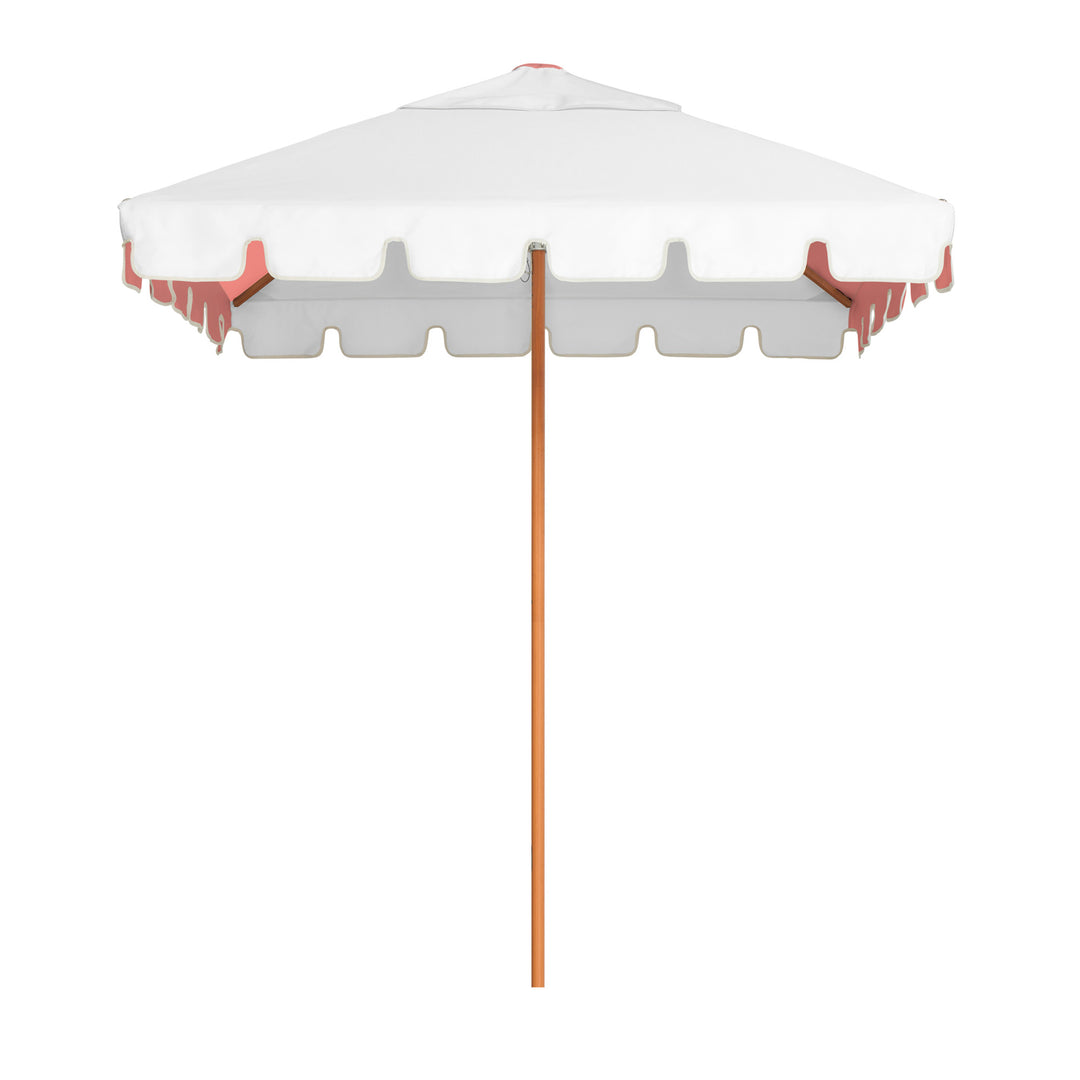 2m Sundial+ Umbrella - Keyhole Valance - Coral/White