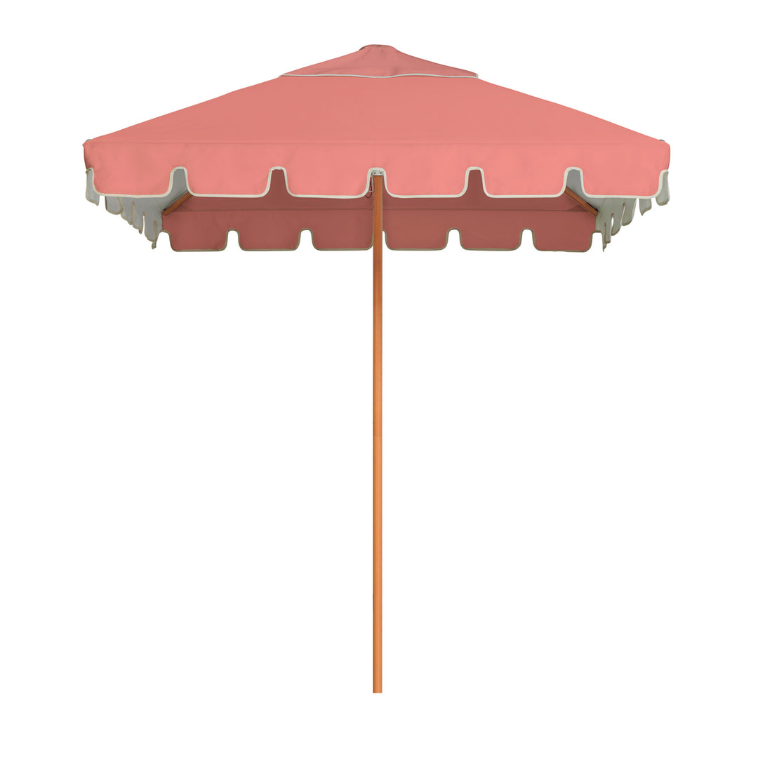 2m Sundial+ Umbrella - Keyhole Valance - Coral/White