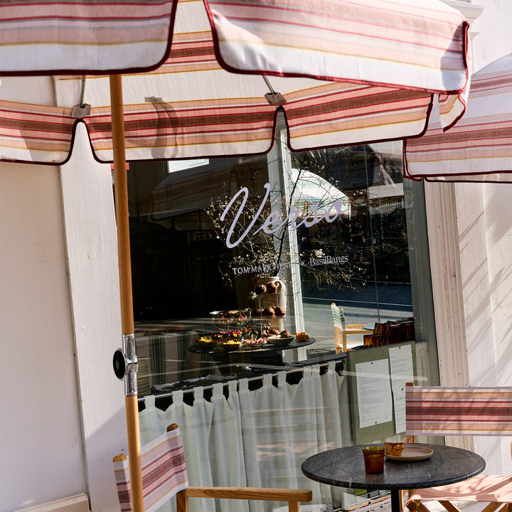 Luxury Parasol - Tailored Stripe - Pink/Red