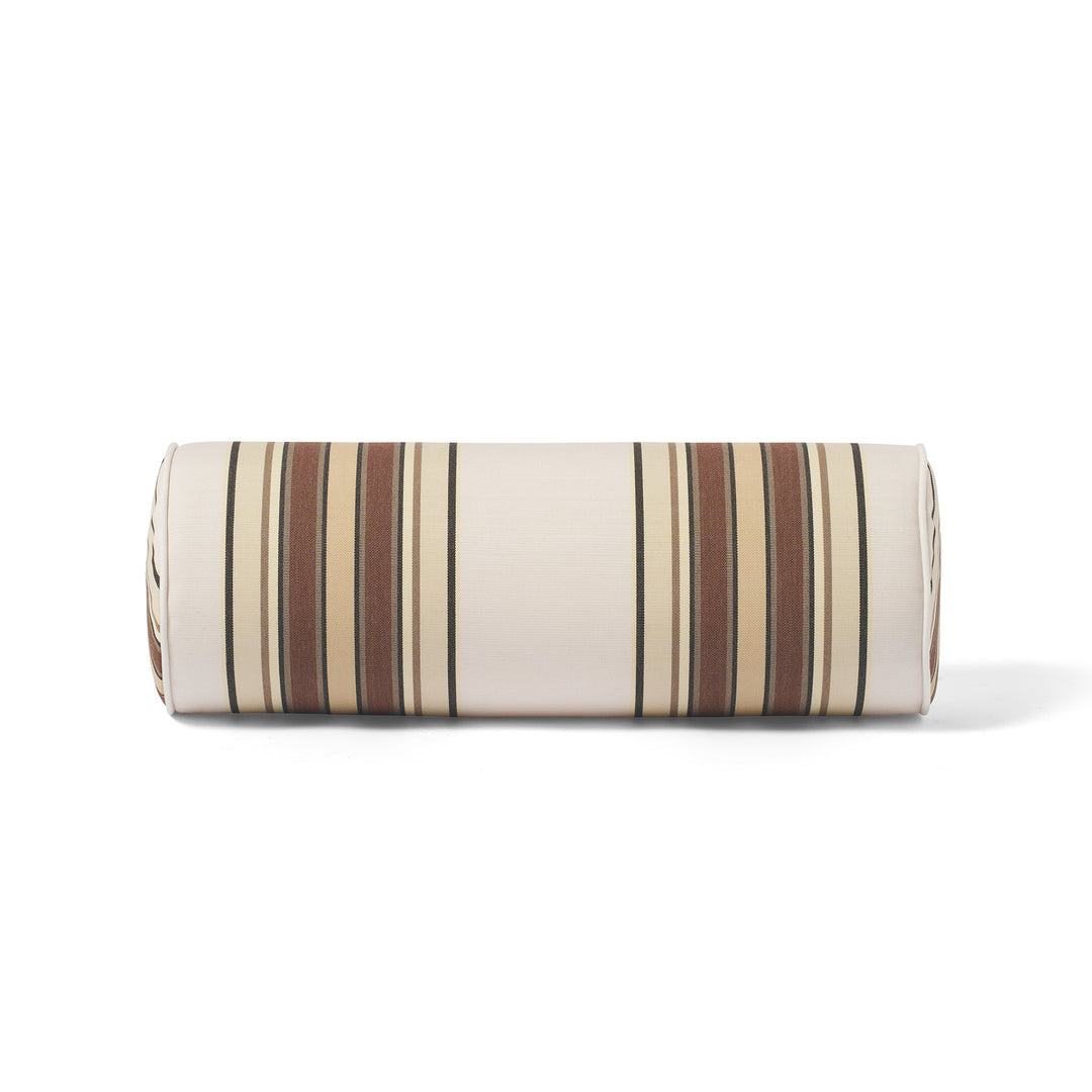 Outdoor Cushion Bolster - 20x55 - Tailored Stripe - Brown