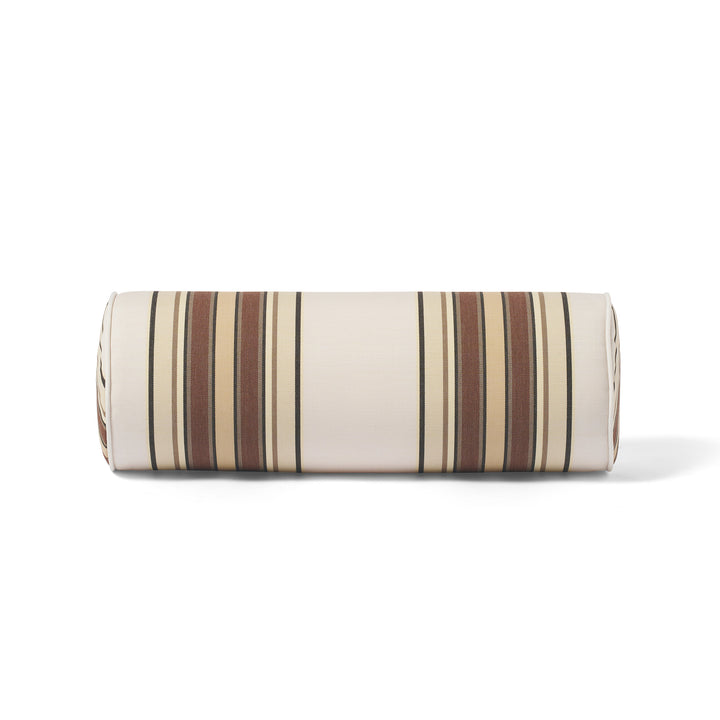 Outdoor Cushion Bolster - 20x55 - Tailored Stripe - Brown
