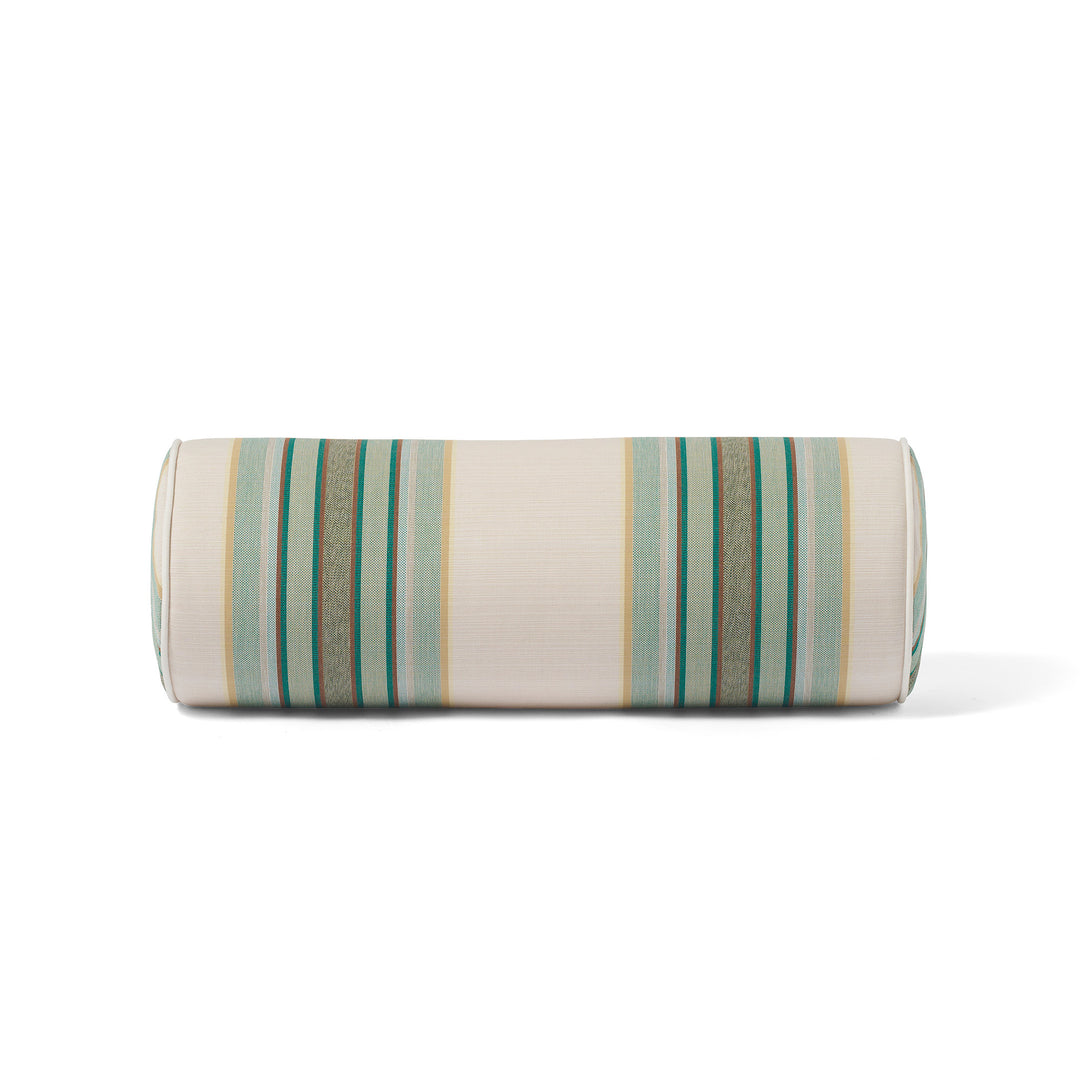 Outdoor Cushion Bolster - 20x55 - Tailored Stripe - Green/Beige