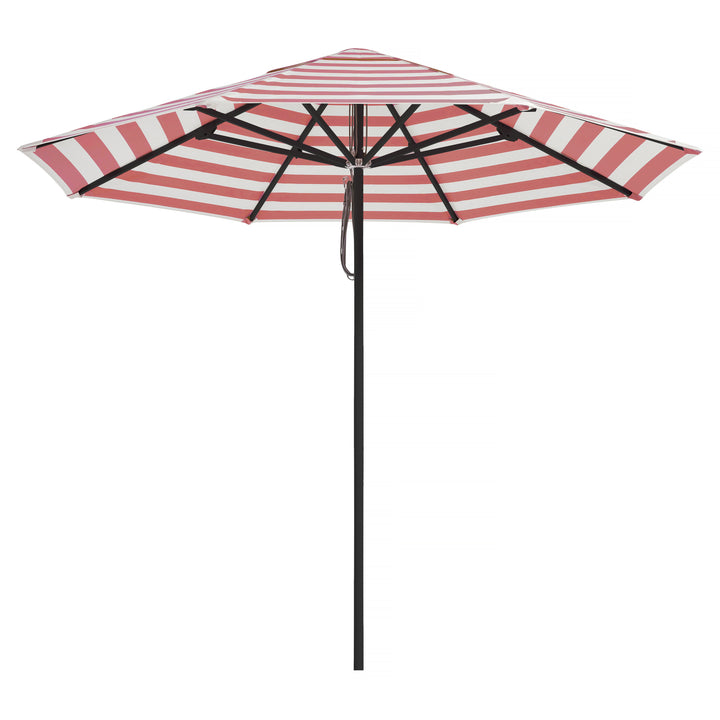 2.8m Sundial Umbrella - Black - Coral Stripe