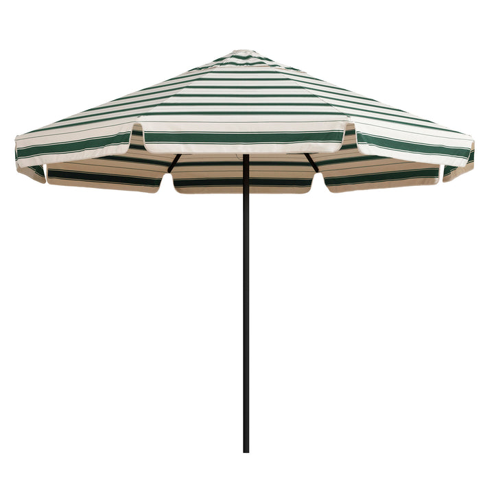 2.8m Sundial Umbrella - Black - Straight Valance - Al Mare Stripe Forest