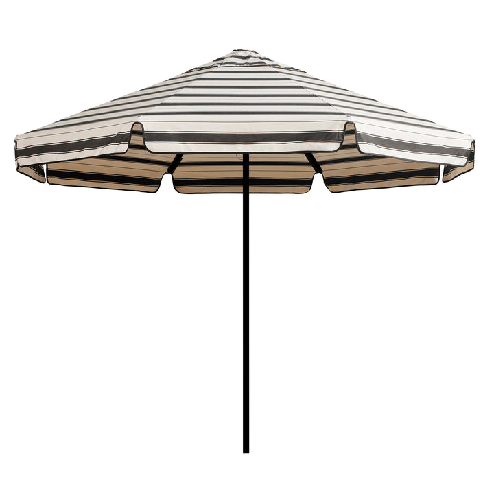 2.8m Sundial Umbrella - Black - Straight Valance - Al Mare Stripe Sabbia