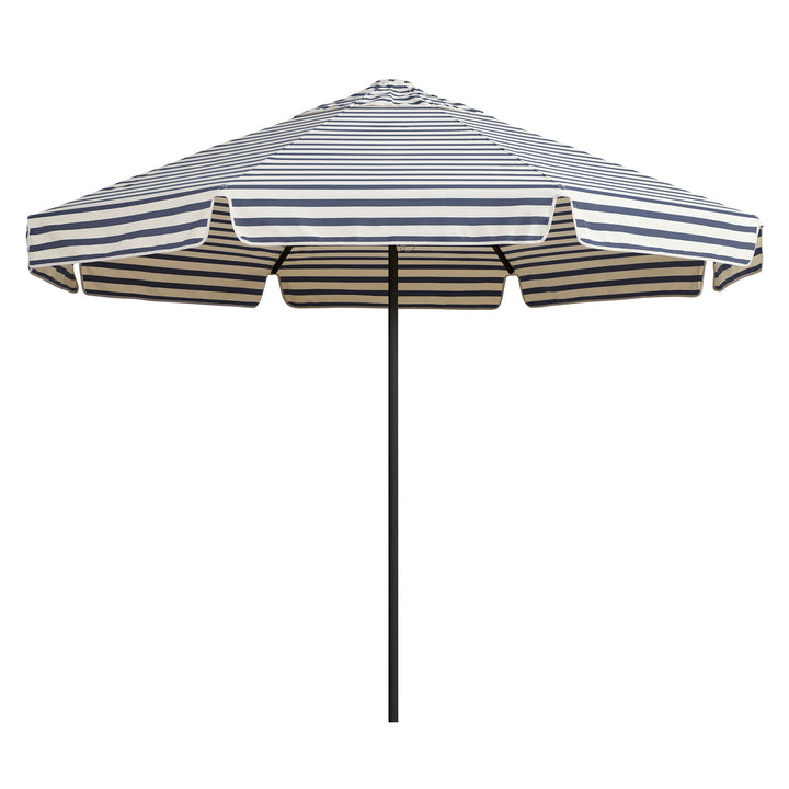 2.8m Sundial Umbrella - Black - Straight Valance - Amore Stripe Marine