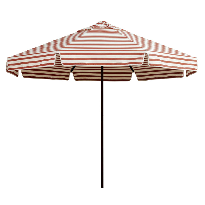 2.8m Sundial Umbrella - Black - Straight Valance - Amore Stripe Chestnut
