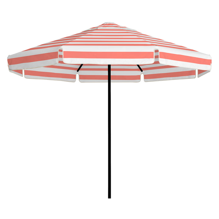 2.8m Sundial Umbrella - Black - Straight Valance - Coral Stripe