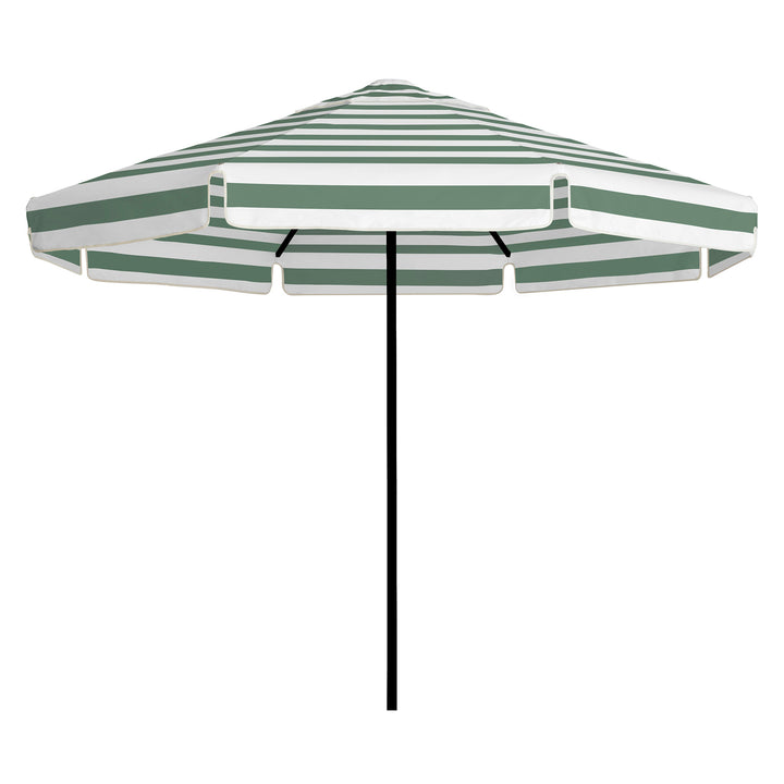 2.8m Sundial Umbrella - Black - Straight Valance - Sage Stripe