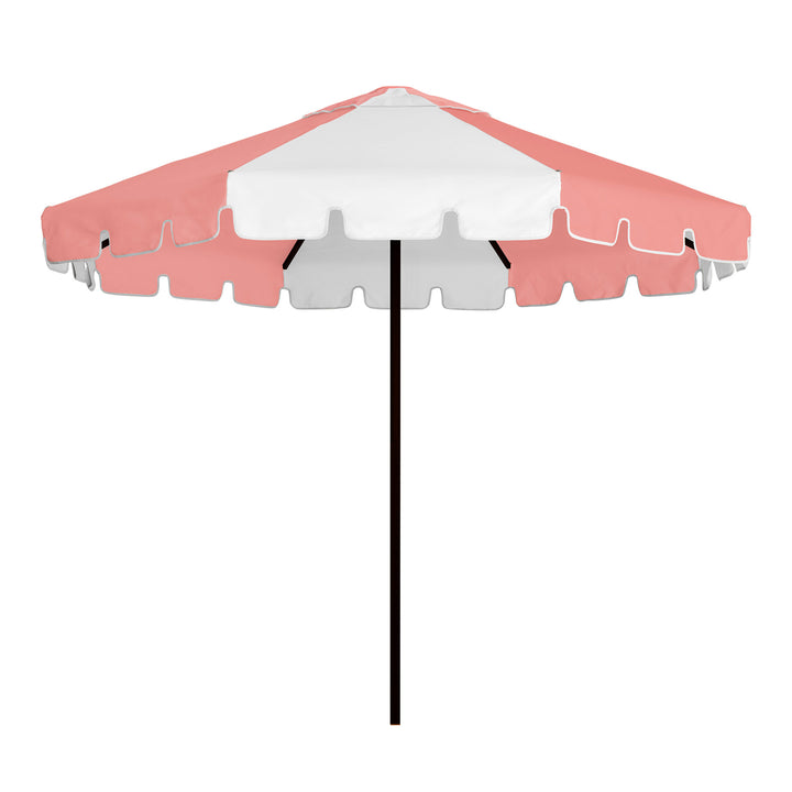 2.8m Sundial Umbrella - Black - Keyhole Valance - Coral/White