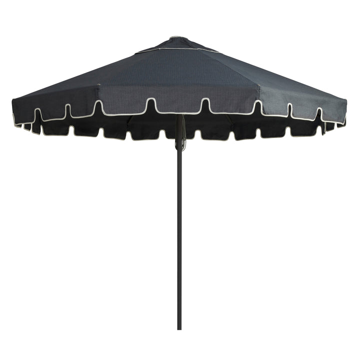 2.8m Sundial Umbrella - Black - Keyhole Valance - Linen Marine