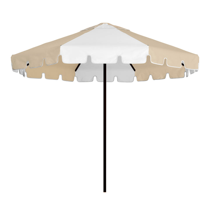 2.8m Sundial Umbrella - Black - Keyhole Valance - Linen/Raw