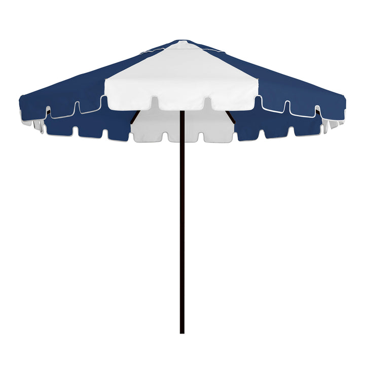 2.8m Sundial Umbrella - Black - Keyhole Valance - Steel Blue/White