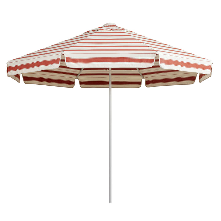 2.8m Sundial Umbrella - White - Straight Valance - Al Mare Stripe Chestnut
