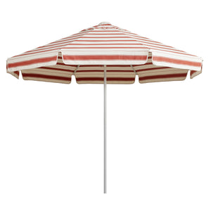 2.8m Sundial Umbrella - White - Straight Valance - Al Mare Stripe Chestnut