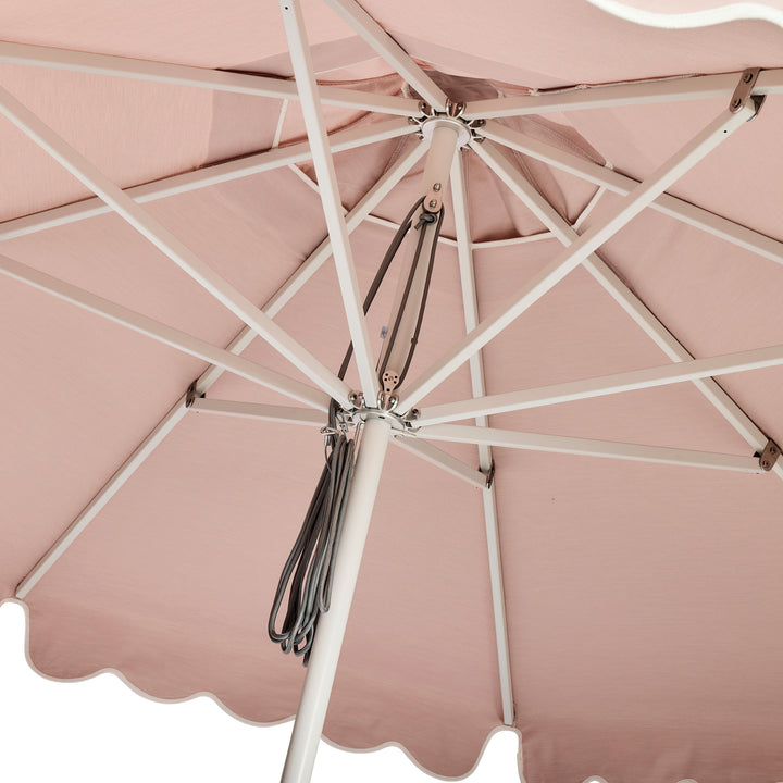 2.8m Sundial Umbrella - White - Scallop Valance - Rosa