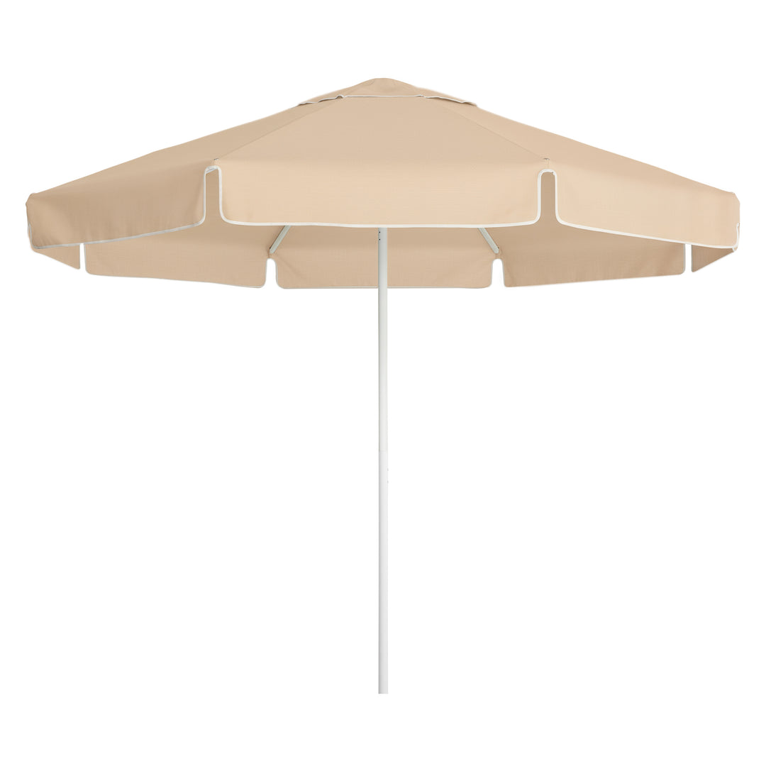 Sundial 2.8m Patio Umbrella by Basil Bangs, an engineer-certified, wind-rated patio umbrella with a reinforced aluminium frame with matte white powder coat finish. For residential and commercial use.