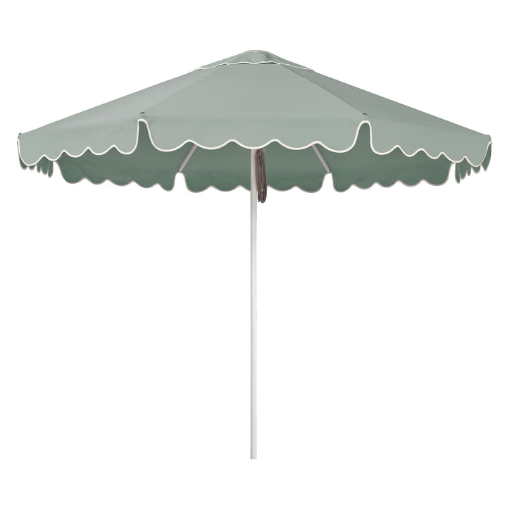 2.8m Sundial Umbrella - White - Scallop Valance - Alpine Green