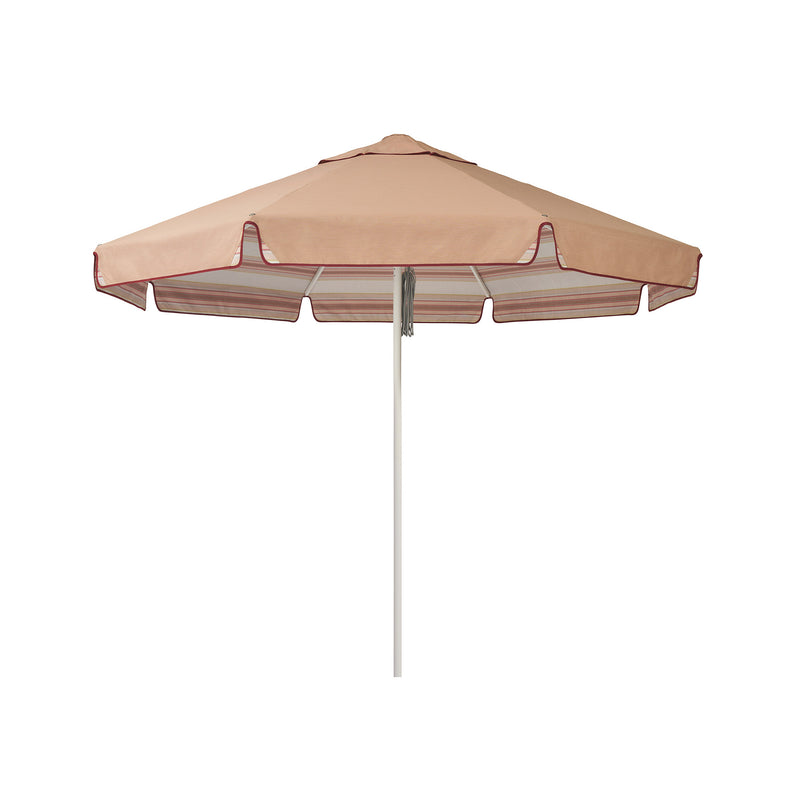 2.8m Sundial Umbrella - White - Straight Valance - Tailored Stripe - Pink/Red