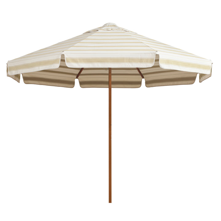 2.8m Sundial Umbrella - Woodgrain - Straight Valance - Al Mare Stripe Linen