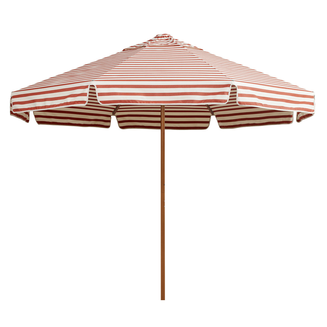 2.8m Sundial Umbrella - Woodgrain - Straight Valance - Amore Stripe Chestnut