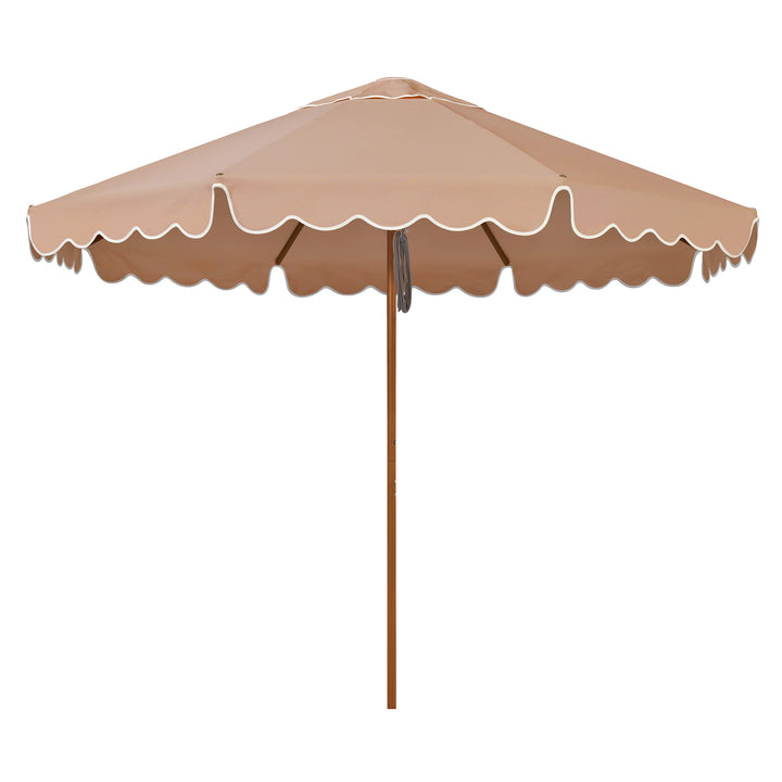 2.8m Sundial Umbrella - Woodgrain - Scallop Valance - Clay