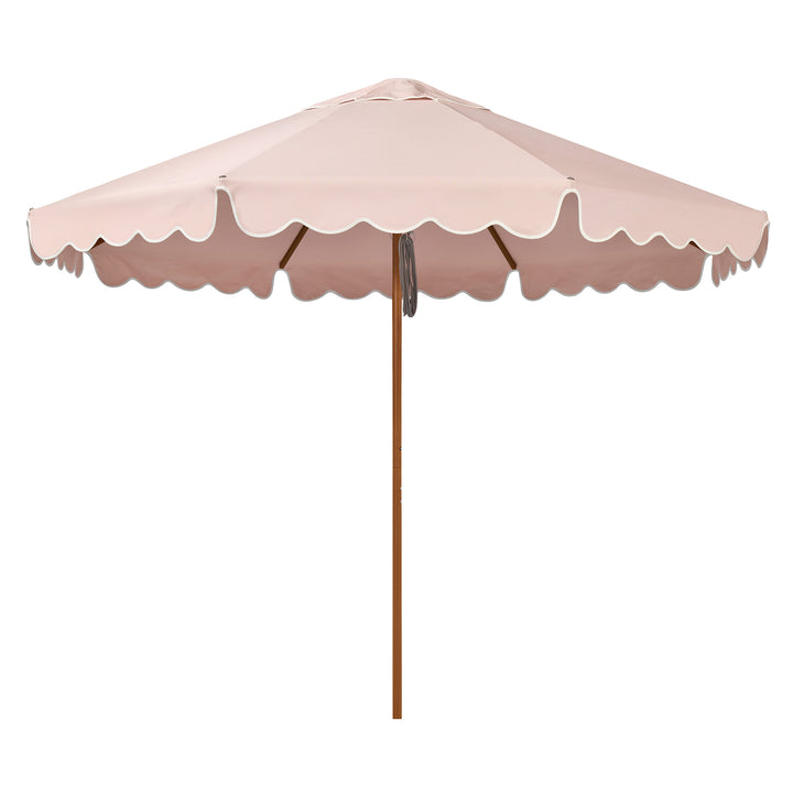 2.8m Sundial Umbrella - Woodgrain - Scallop Valance - Rosa