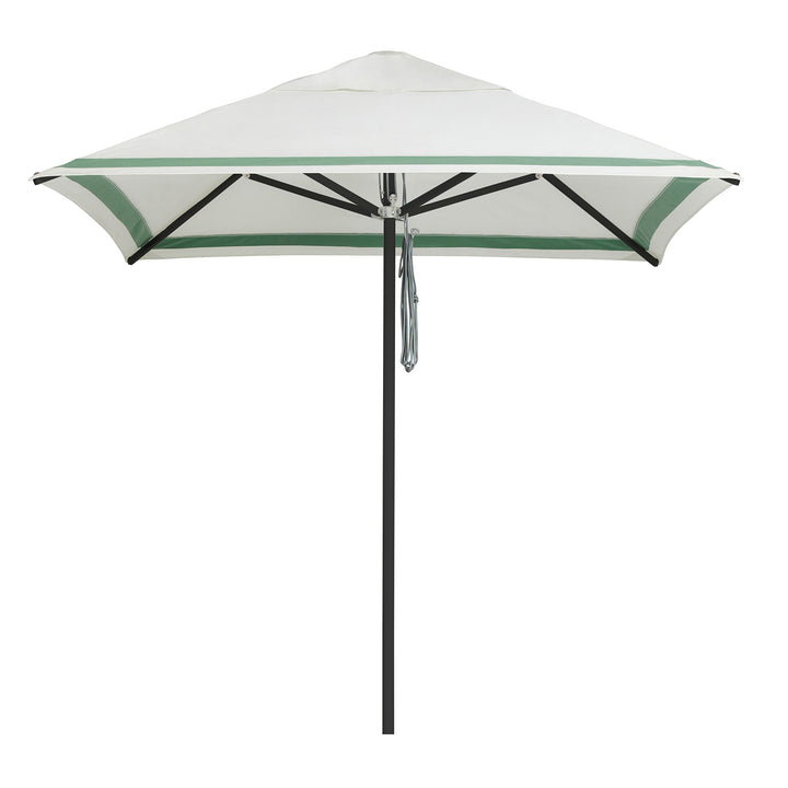 2m Sundial Umbrella - Black - Regatta Stripe - Sage