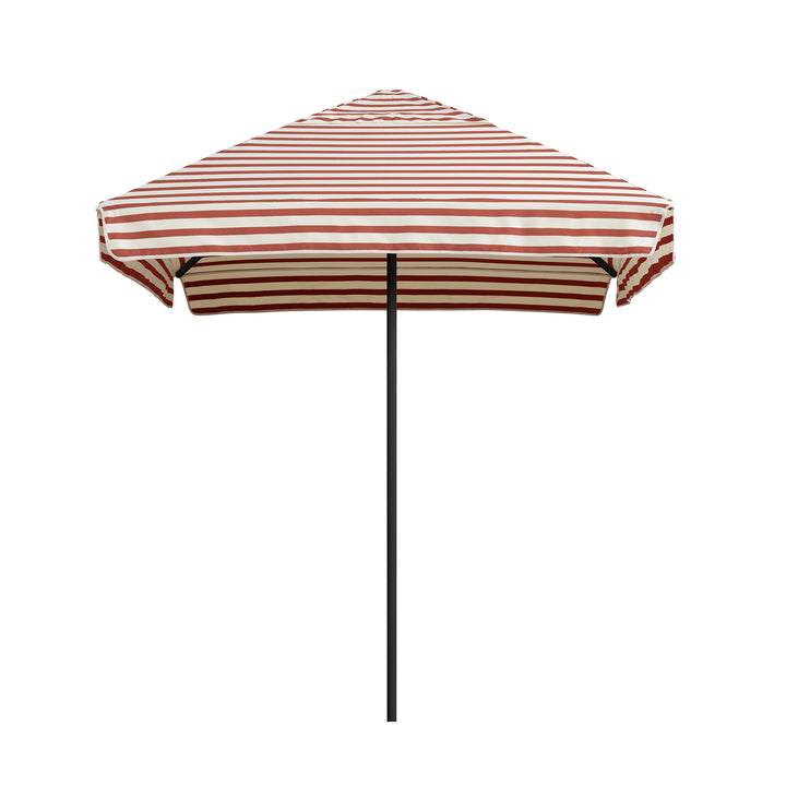 2m Sundial Umbrella - Black - Straight Valance - Amore Stripe Chestnut