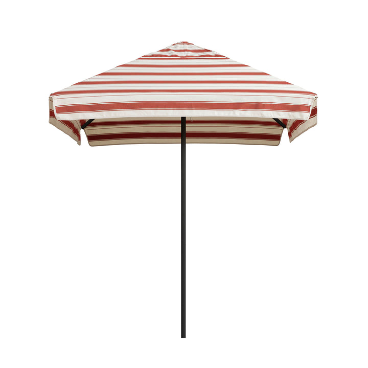 2m Sundial Umbrella - Black - Straight Valance - Al Mare Stripe Chestnut