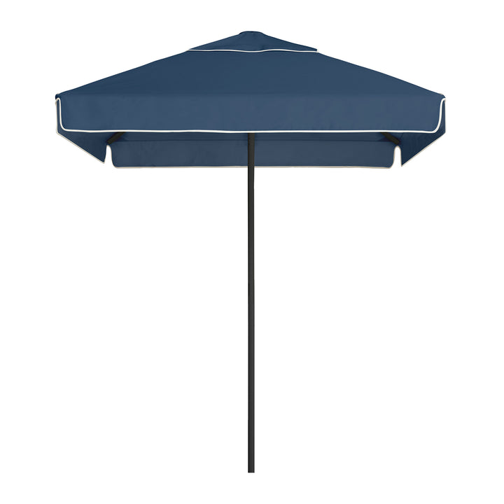 2m Sundial Umbrella - Black - Straight Valance - Steel Blue