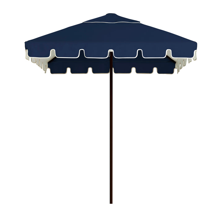 2m Sundial Umbrella - Black - Keyhole Valance - Navy/White