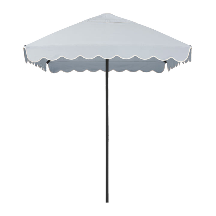 2m Sundial Umbrella - Black - Scallop Valance - Dusk Blue