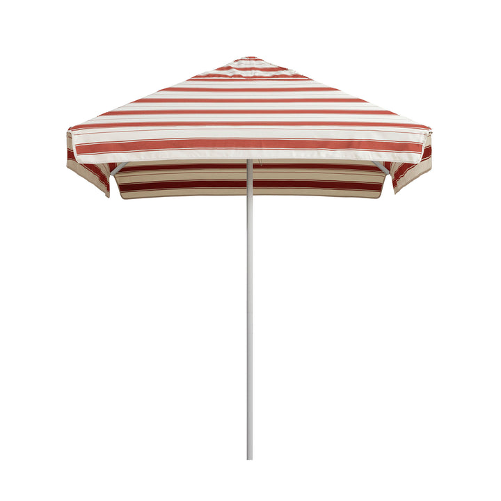 2m Sundial Umbrella - White - Straight Valance - Al Mare Stripe Chestnut