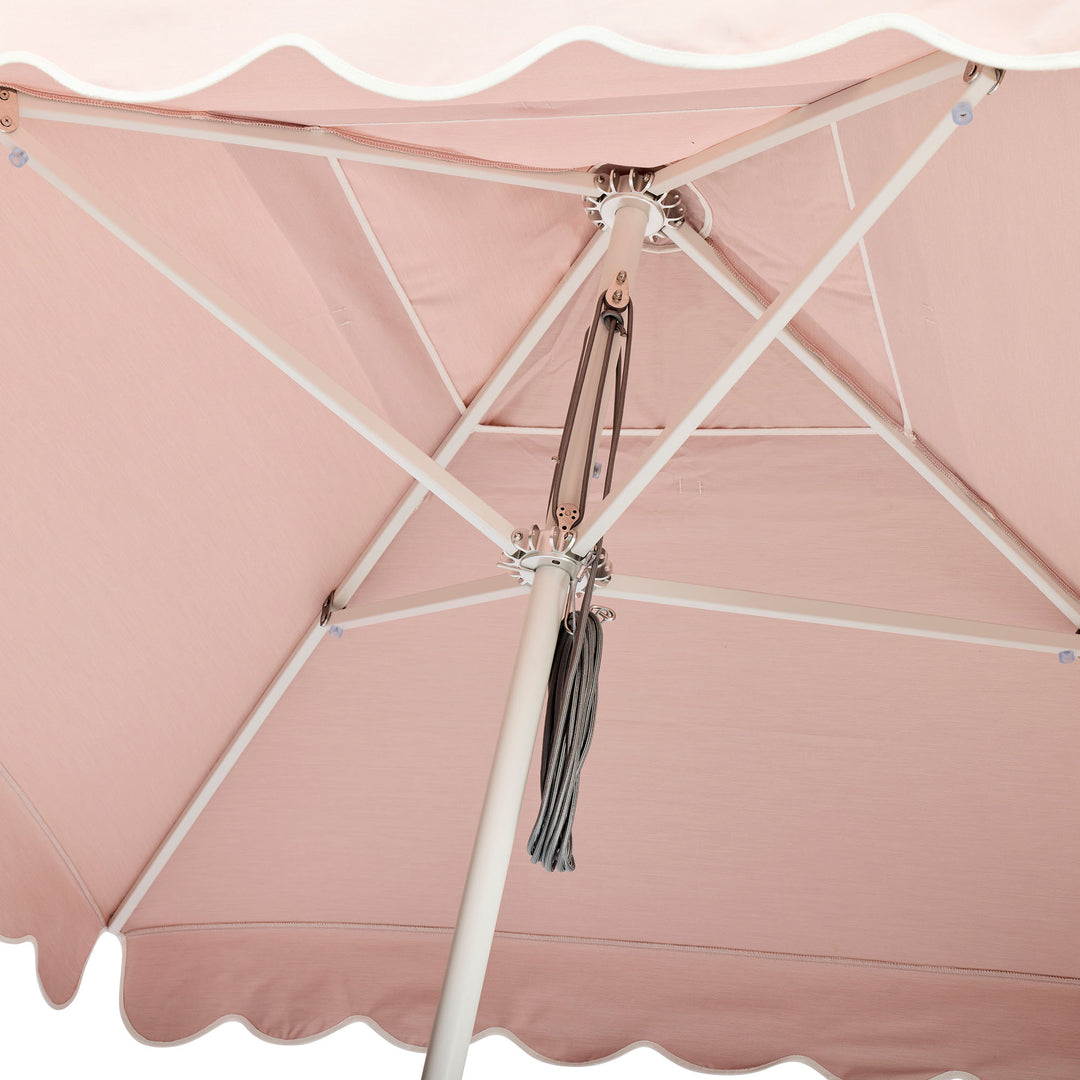 2m Sundial Umbrella - White - Scallop Valance - Rosa