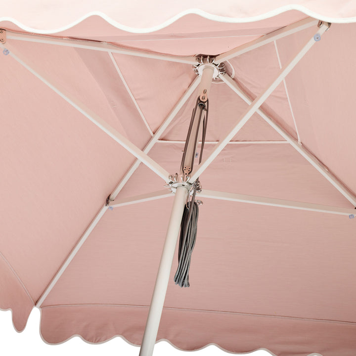 2m Sundial Umbrella - White - Scallop Valance - Rosa