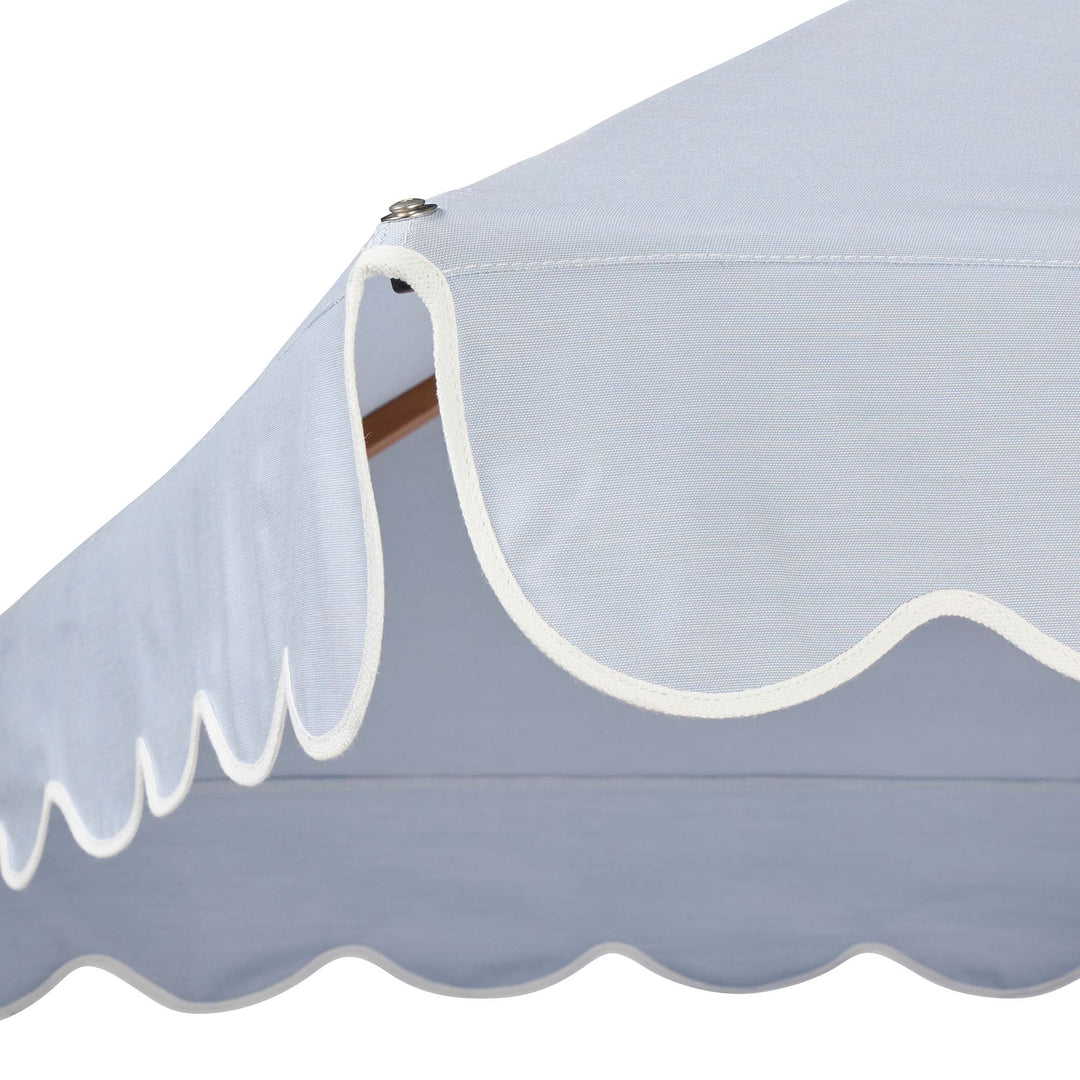 2m Sundial Umbrella - Woodgrain - Scallop Valance - Dusk Blue