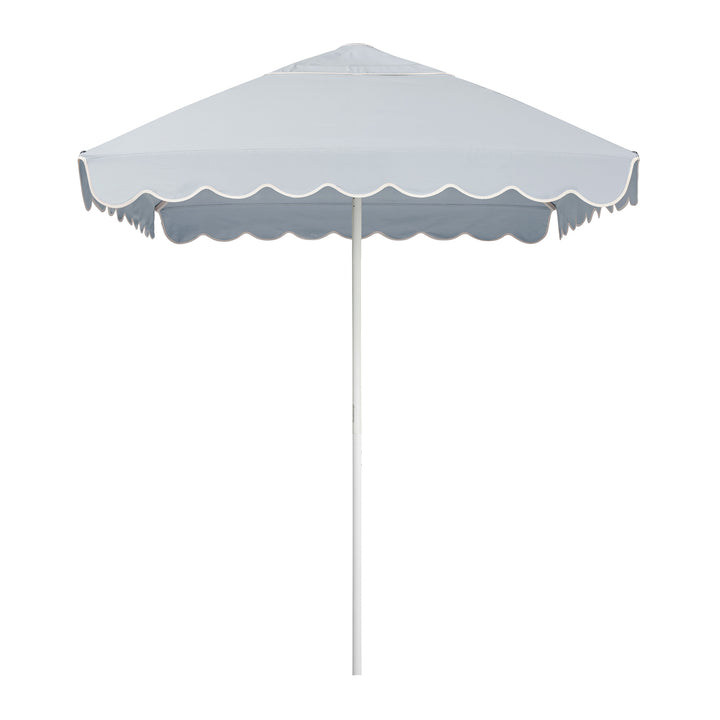 2m Sundial Umbrella - White - Scallop Valance - Dusk Blue