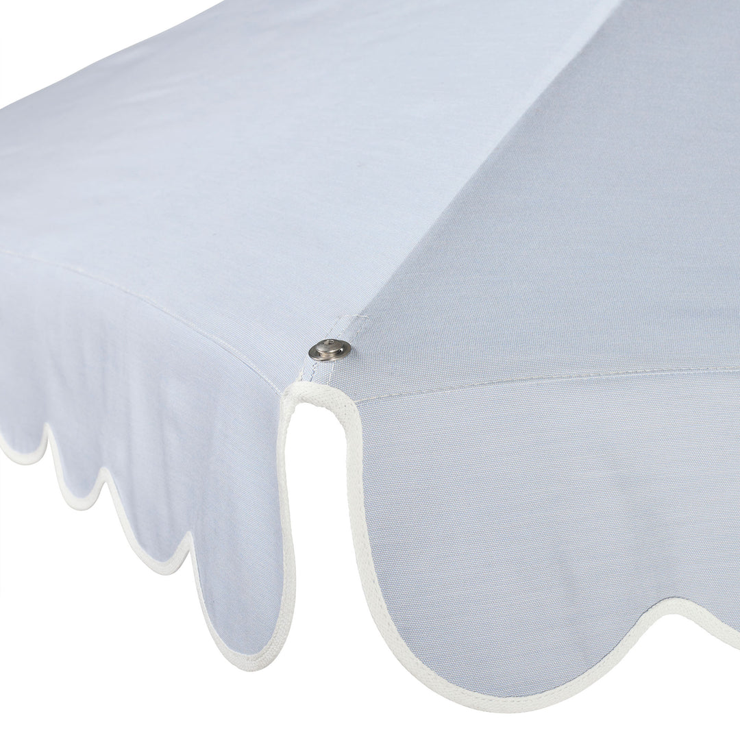 2m Sundial Umbrella - Black - Scallop Valance - Dusk Blue