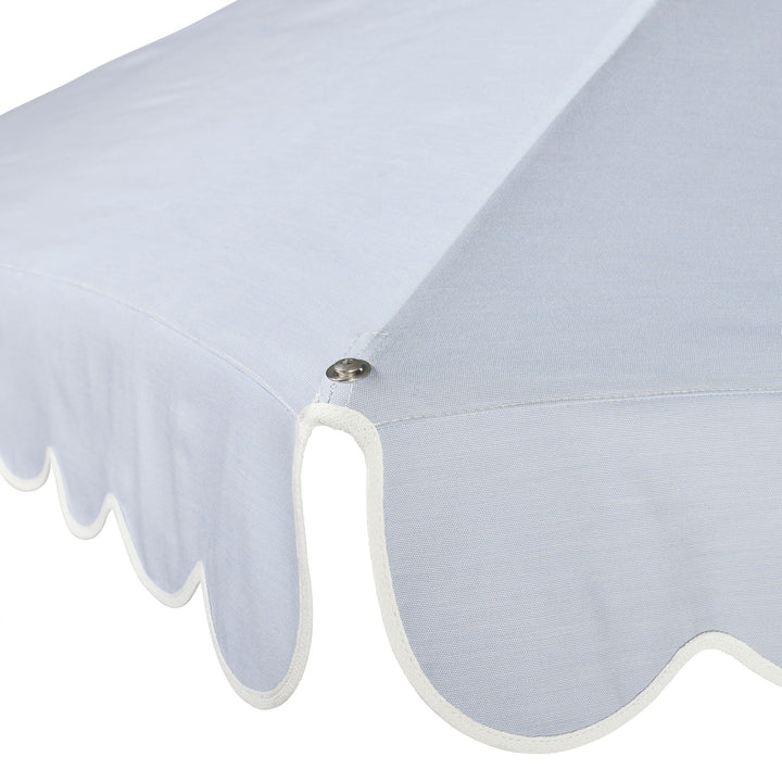 2m Sundial Umbrella - Black - Scallop Valance - Dusk Blue