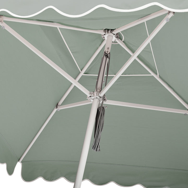 2m Sundial Umbrella - White - Scallop Valance - Alpine Green