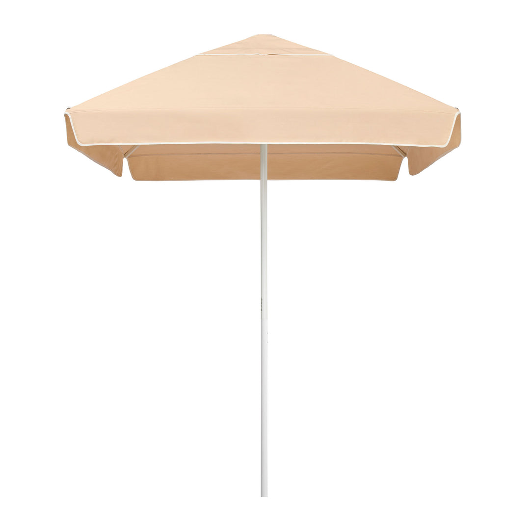 Sundial 2m Patio Umbrella by Basil Bangs, an engineer-certified, wind-rated patio umbrella with a reinforced aluminium frame with matte white powder coat finish. For residential and commercial use.