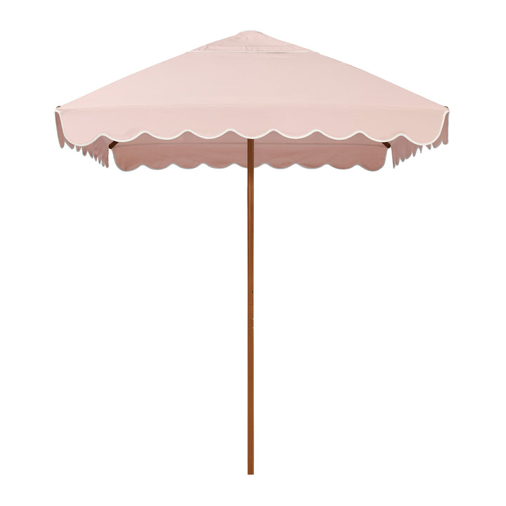 2m Sundial Umbrella - Woodgrain - Scallop Valance - Rosa