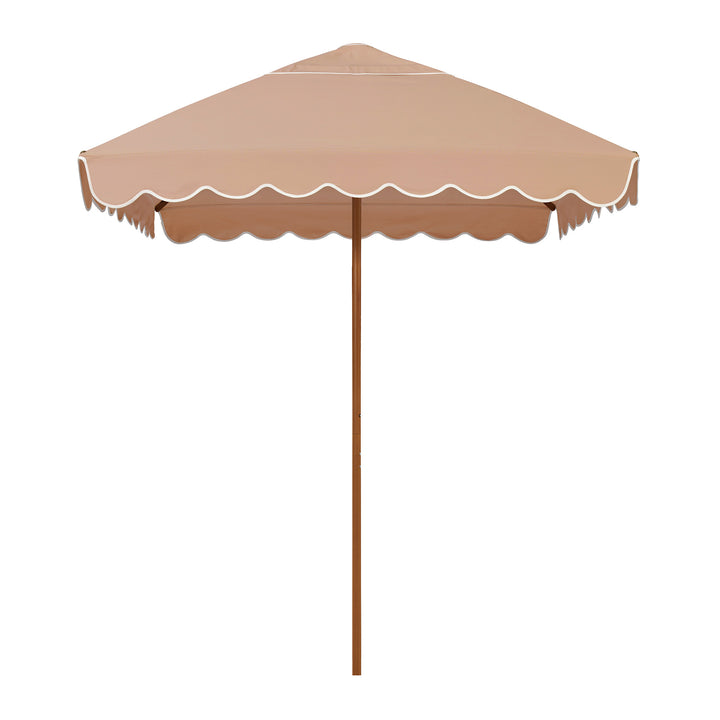 2m Sundial Umbrella - Woodgrain - Scallop Valance - Clay