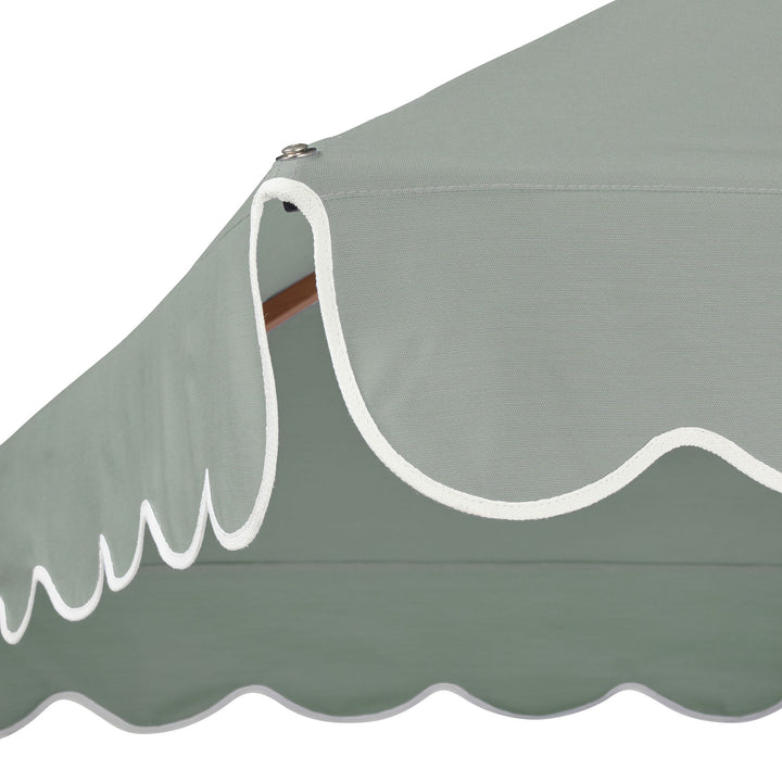 2m Sundial Umbrella - Black - Scallop Valance - Alpine Green