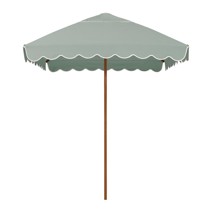 2m Sundial Umbrella - Woodgrain - Scallop Valance - Alpine Green