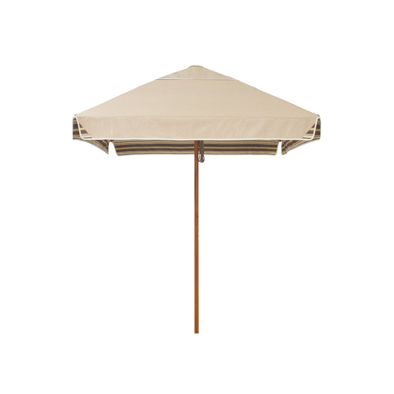 2m Sundial Umbrella - Woodgrain - Straight Valance - Tailored Stripe - Brown