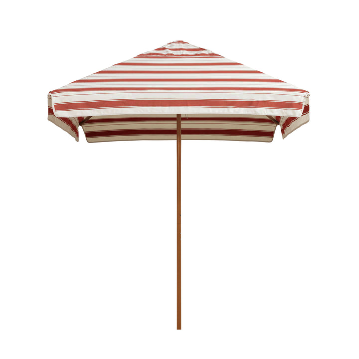 2m Sundial Umbrella - Woodgrain - Straight Valance - Al Mare Stripe Chestnut