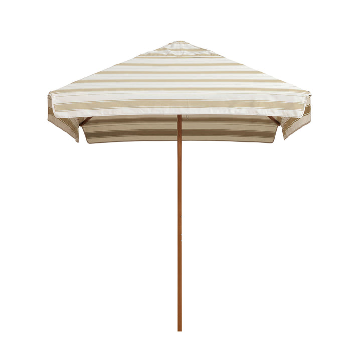 2m Sundial Umbrella - Woodgrain - Straight Valance - Al Mare Stripe Linen