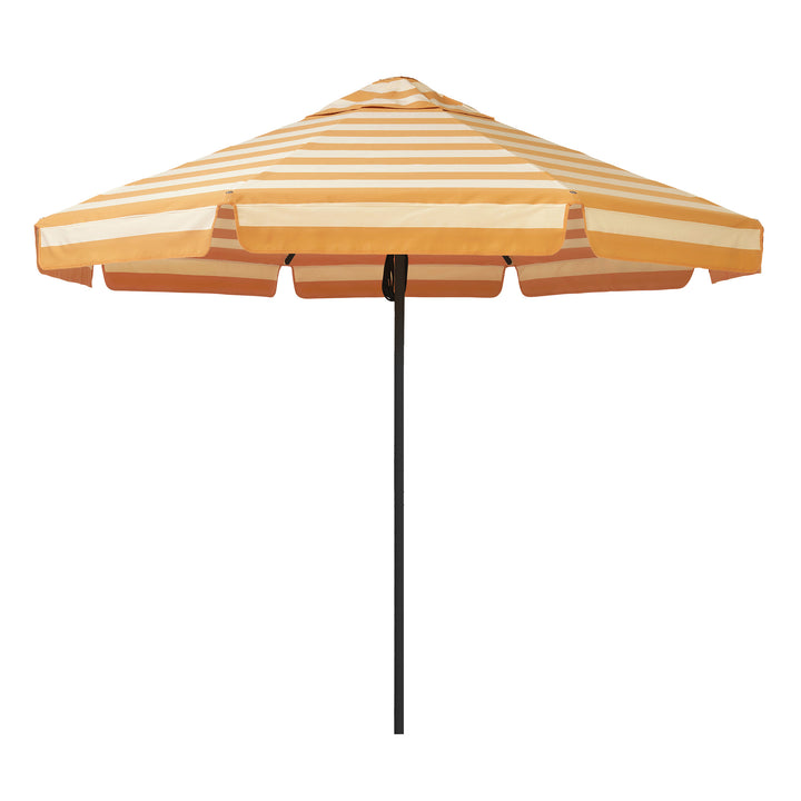 2.8m Sundial Umbrella - Black - Straight Valance - Ochre Stripe
